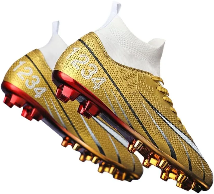 HESBITEUL Mens Athletic Outdoor Indoor Comfortable Soccer Shoes Boys Football Student Cleats Sneaker Shoes High Gripping Power