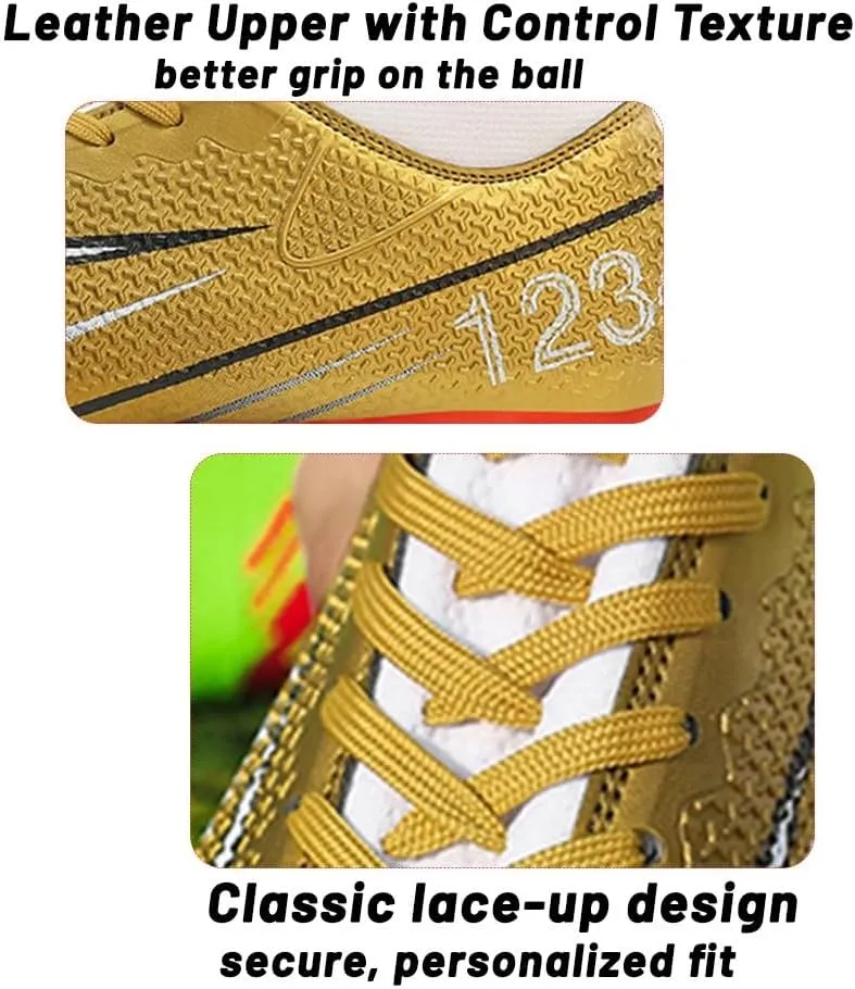 HESBITEUL Mens Athletic Outdoor Indoor Comfortable Soccer Shoes Boys Football Student Cleats Sneaker Shoes High Gripping Power