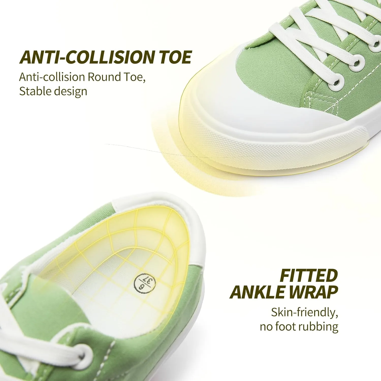 HYPOCRUTE Women's Canvas Shoes Low Top Canvas Sneakers Lace up White Tennis Shoes Casual Walking Shoes for Women