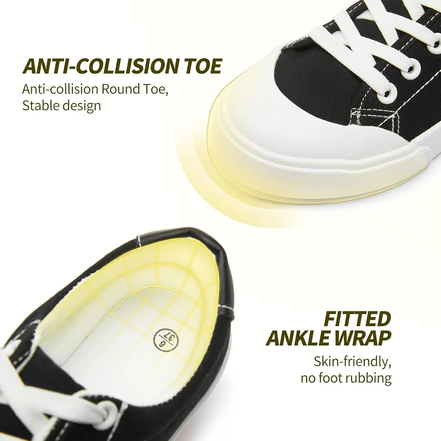 HYPOCRUTE Women's Canvas Shoes Low Top Canvas Sneakers Lace up White Tennis Shoes Casual Walking Shoes for Women