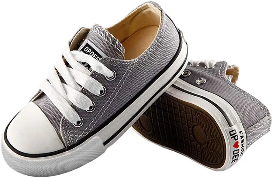 iFANS Boys and Girl Low Top Canvas Kids Lace up Sneakers