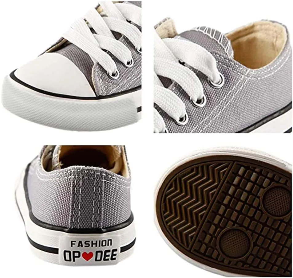 iFANS Boys and Girl Low Top Canvas Kids Lace up Sneakers
