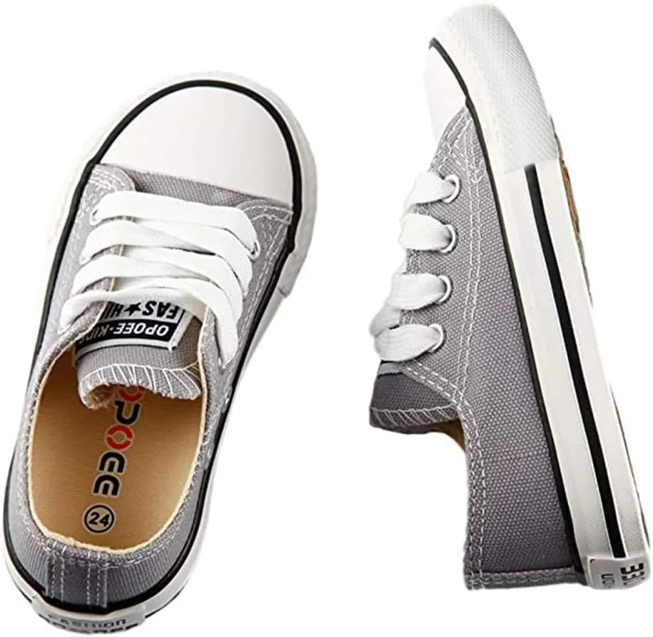 iFANS Boys and Girl Low Top Canvas Kids Lace up Sneakers