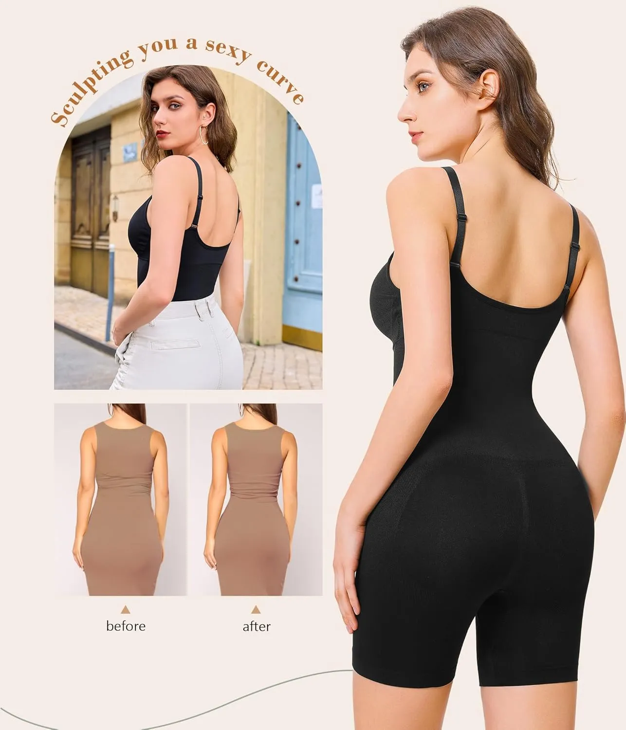 Irisnaya Waist Trainer Shapewear Bodysuits For Women - Seameless Tummy Control Bodysuit Full Body Shaper