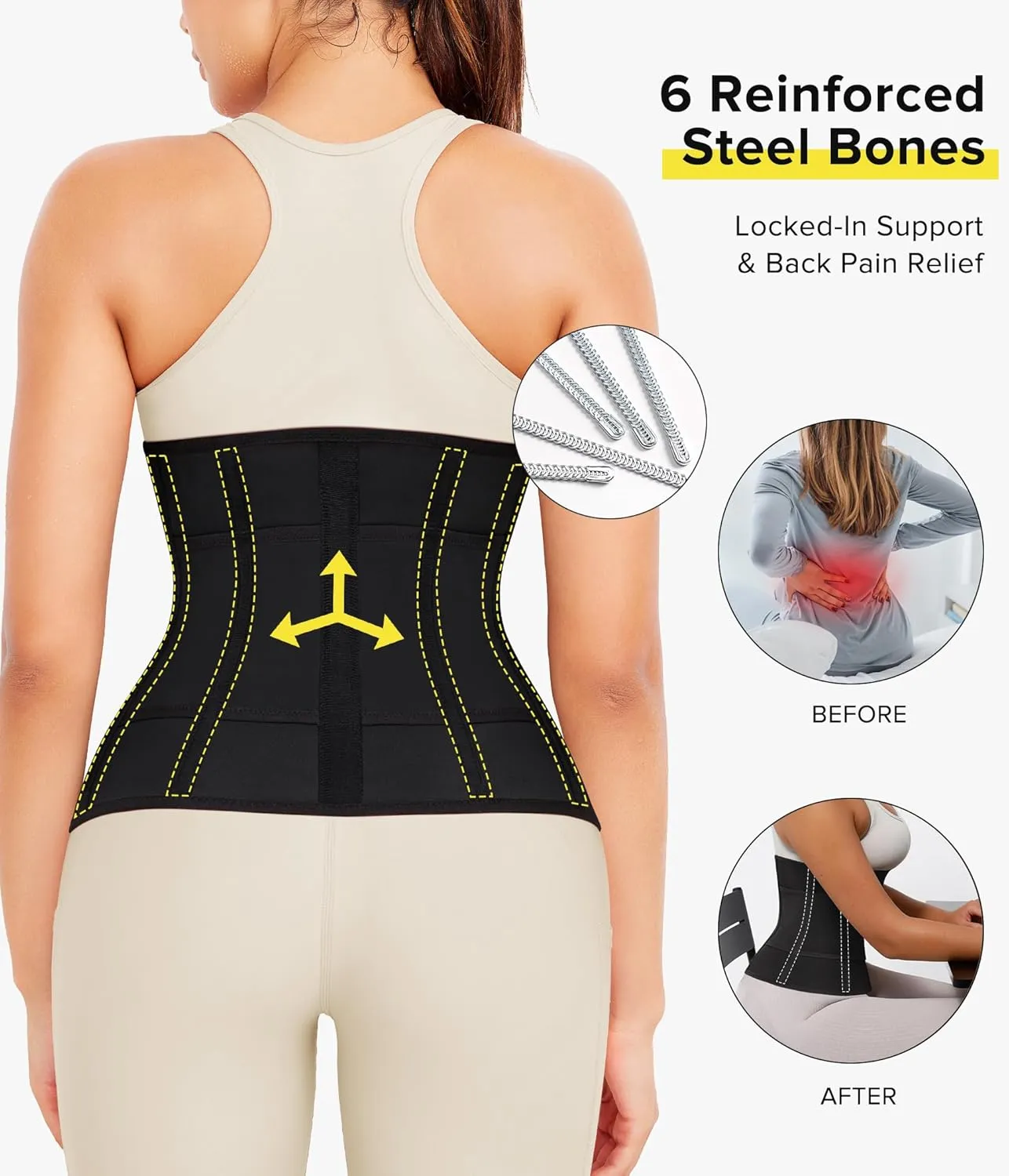 Junlan Waist Trainer for Women Shapewear - Tummy Control Waist Cincher Segmented Body Shaper