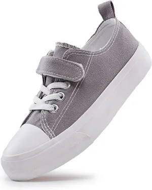 Kids Canvas Sneakers Casual Lightweight Toddler Boys and Girls Low Top Adjustable Strap Canvas Shoes