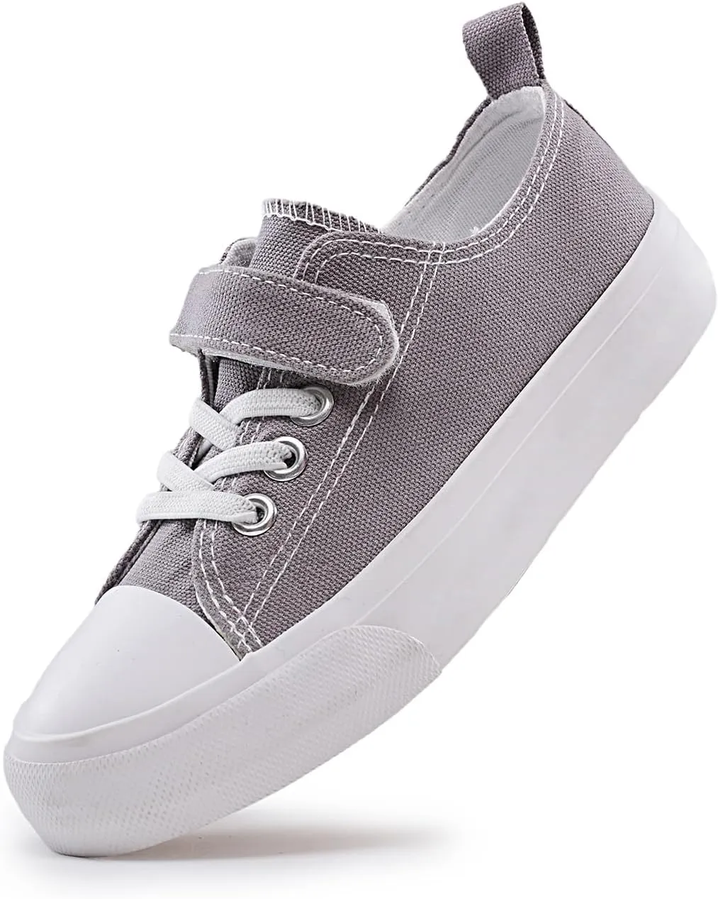 Kids Canvas Sneakers Casual Lightweight Toddler Boys and Girls Low Top Adjustable Strap Canvas Shoes