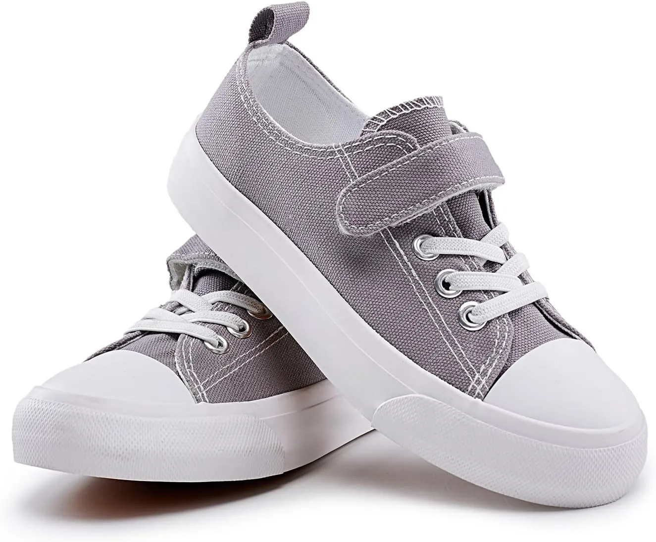 Kids Canvas Sneakers Casual Lightweight Toddler Boys and Girls Low Top Adjustable Strap Canvas Shoes