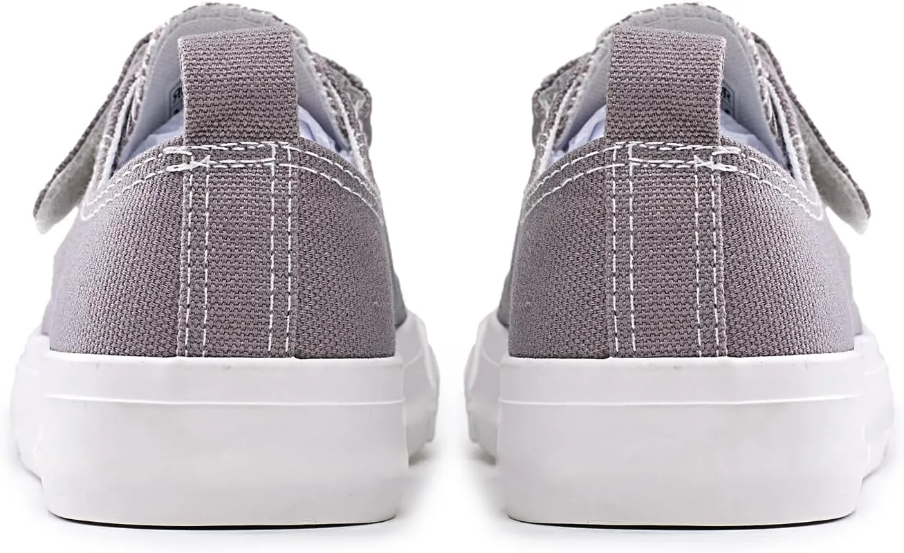 Kids Canvas Sneakers Casual Lightweight Toddler Boys and Girls Low Top Adjustable Strap Canvas Shoes