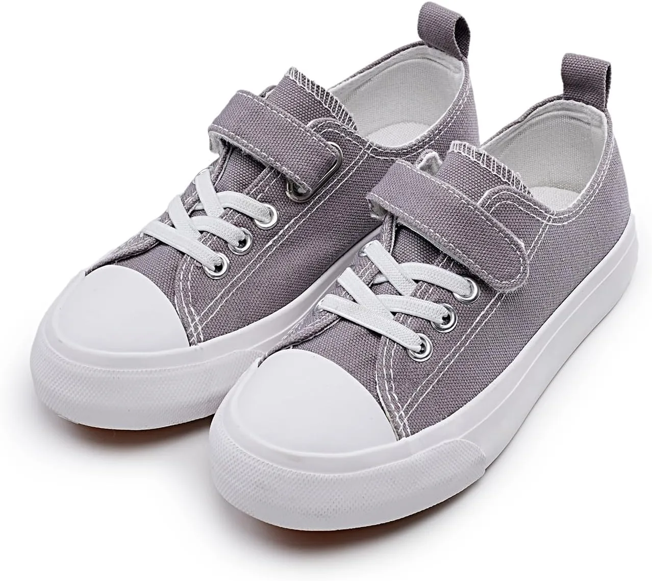 Kids Canvas Sneakers Casual Lightweight Toddler Boys and Girls Low Top Adjustable Strap Canvas Shoes