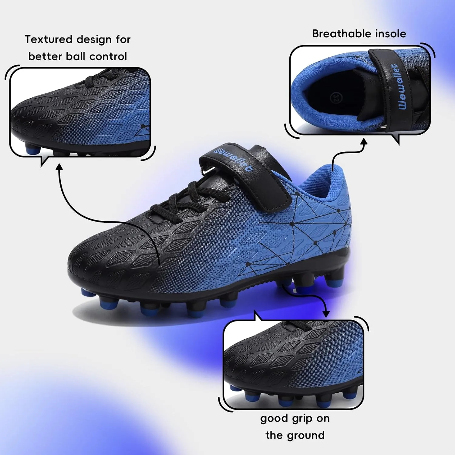 Kids Soccer Cleats Boys Girls Athletic Football Shoes for Unisex