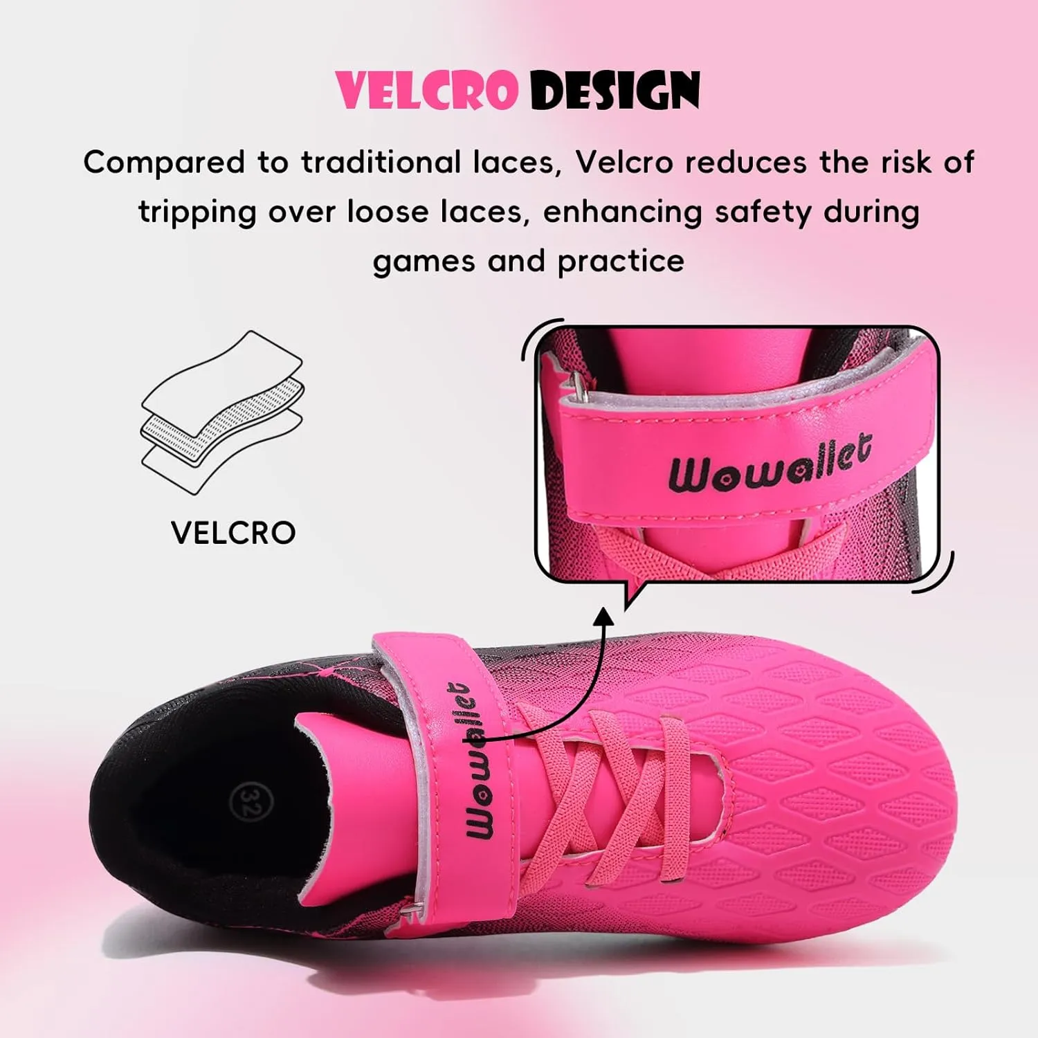 Kids Soccer Cleats Boys Girls Athletic Football Shoes for Unisex