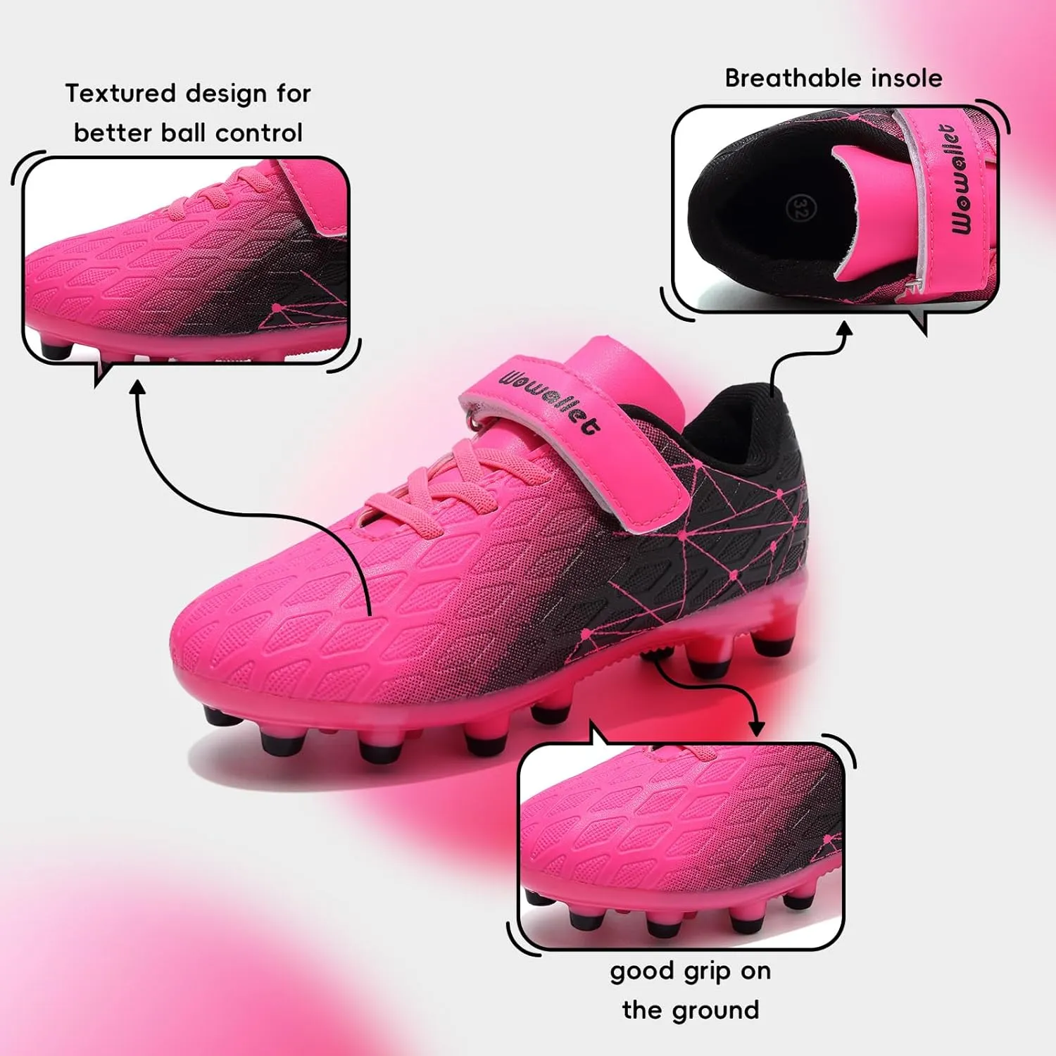 Kids Soccer Cleats Boys Girls Athletic Football Shoes for Unisex