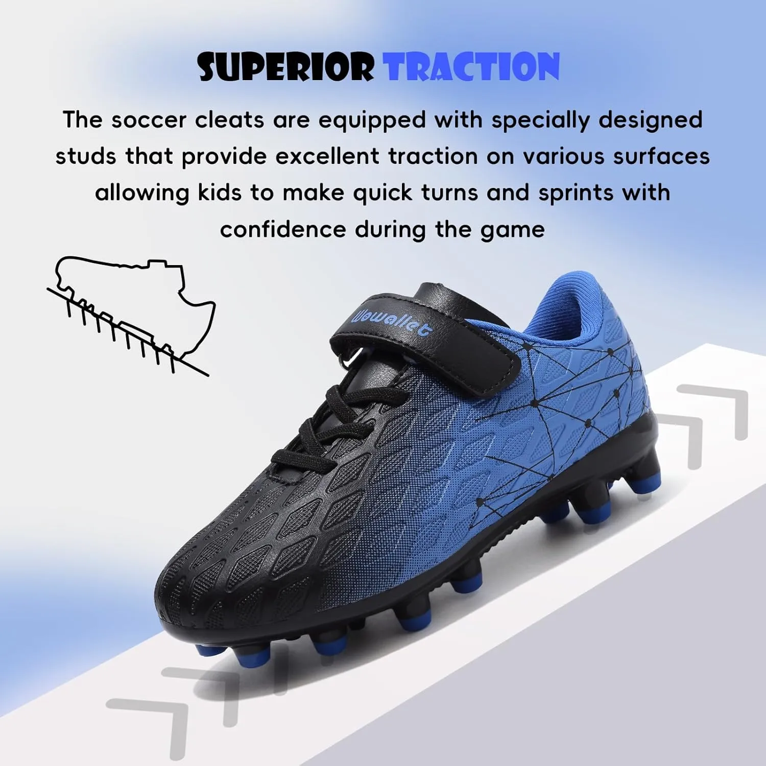 Kids Soccer Cleats Boys Girls Athletic Football Shoes for Unisex