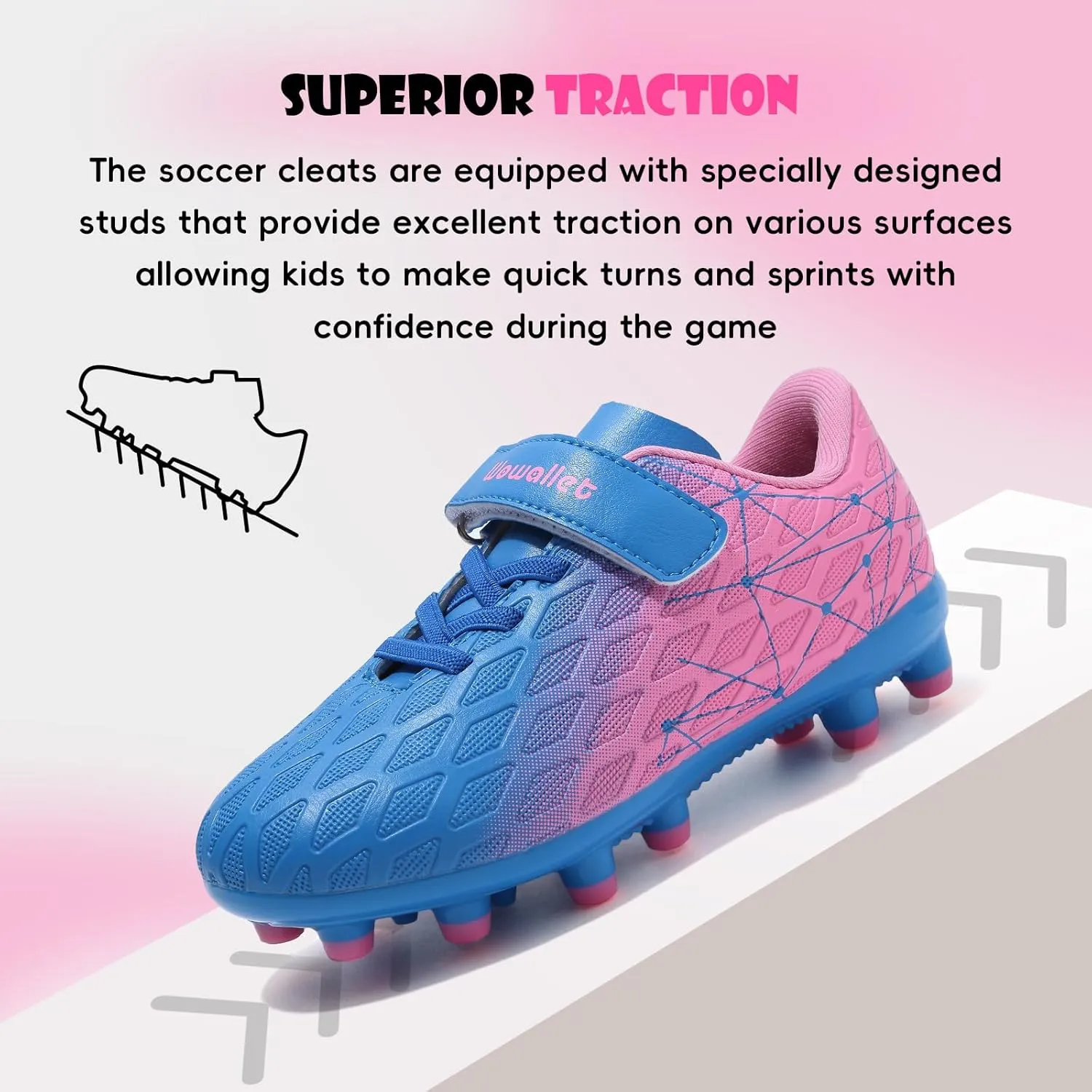 Kids Soccer Cleats Boys Girls Athletic Football Shoes for Unisex