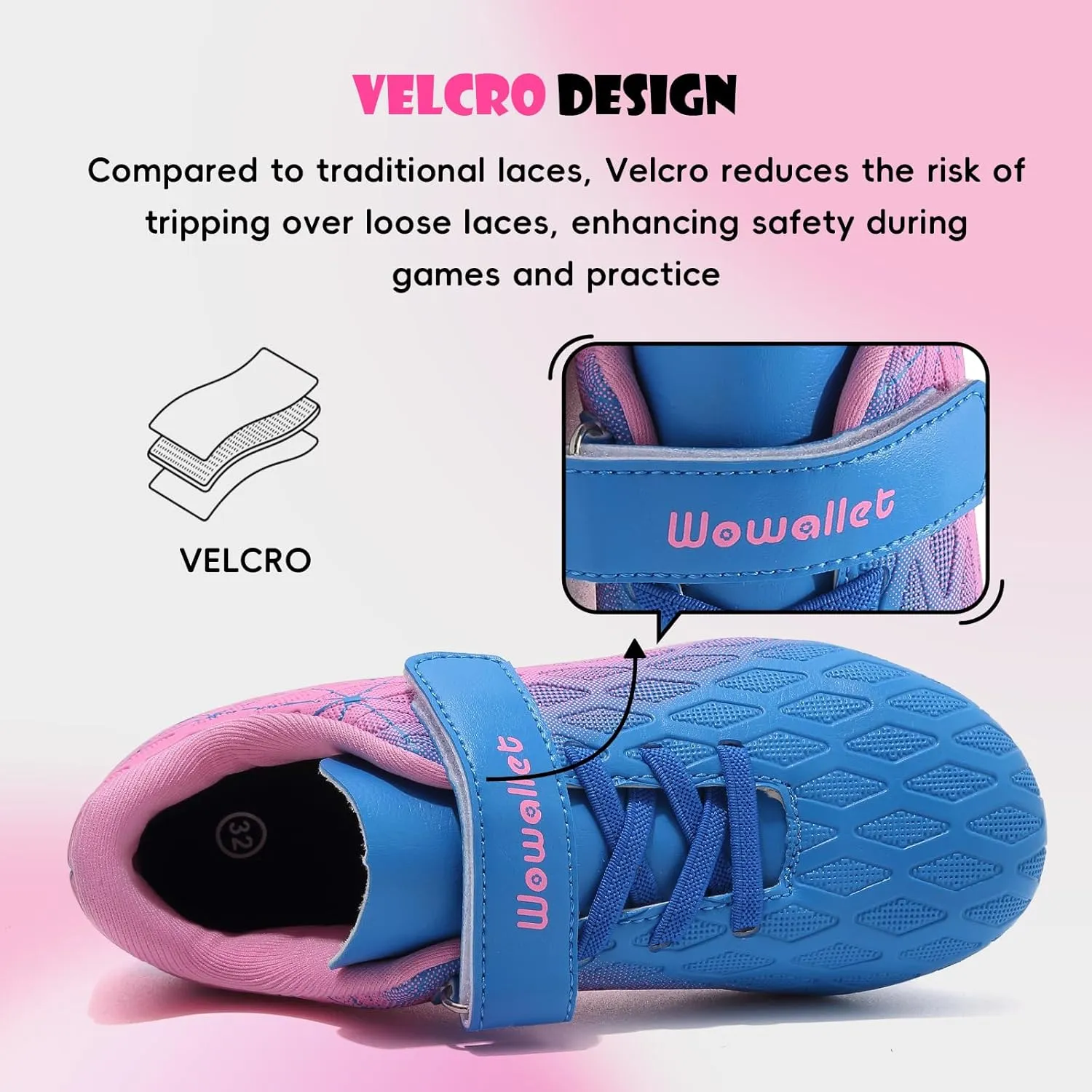 Kids Soccer Cleats Boys Girls Athletic Football Shoes for Unisex