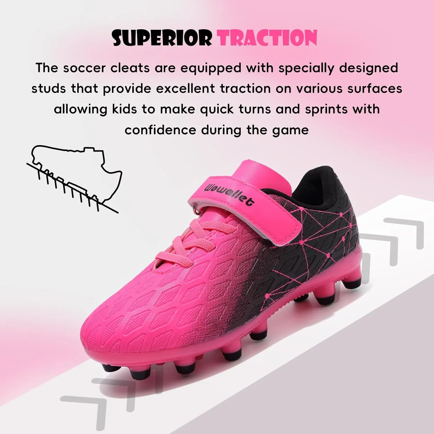 Kids Soccer Cleats Boys Girls Athletic Football Shoes for Unisex