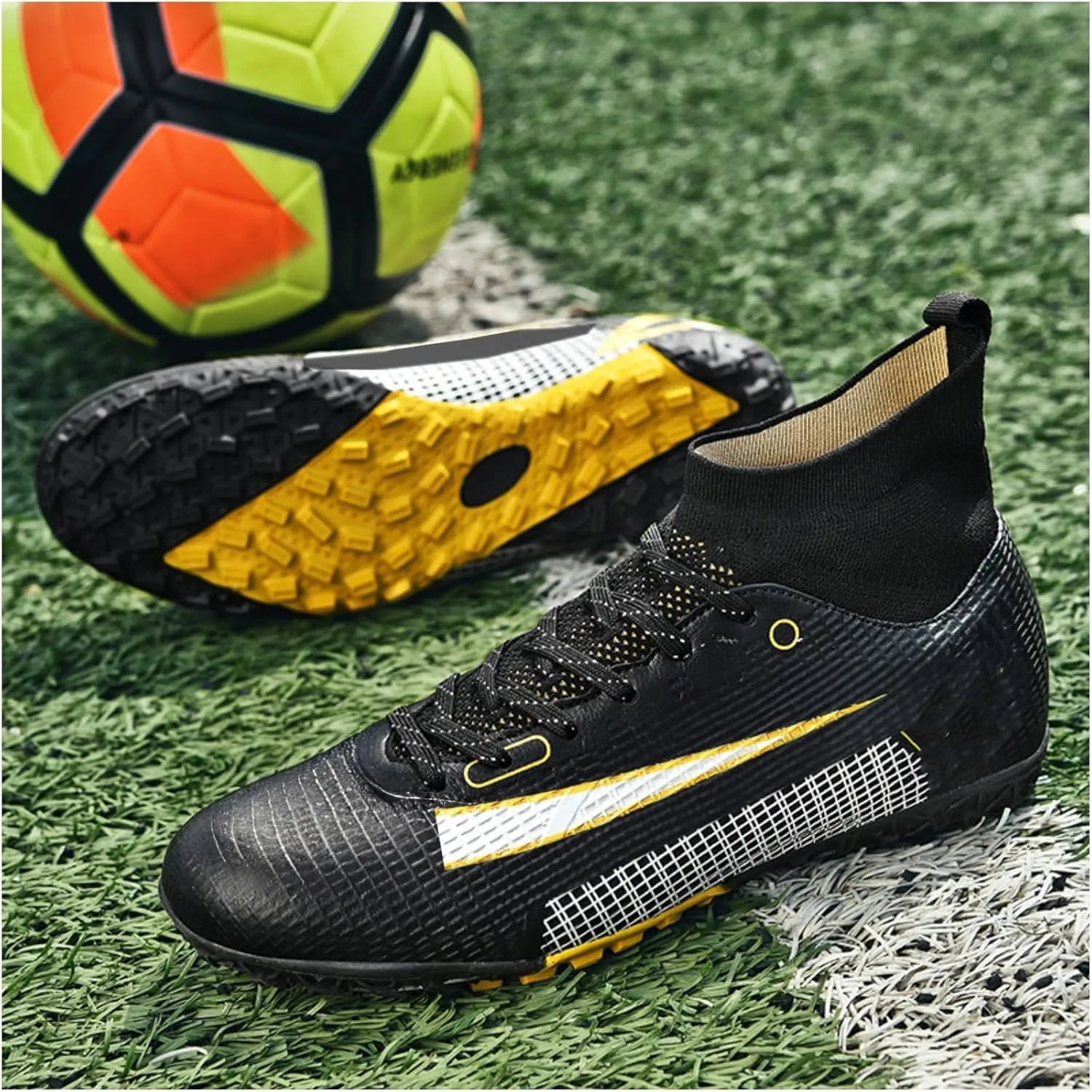 Kids Soccer Cleats,Unisex Football Shoes Outdoor,High-Top Boys Girls Athletic Soccer Shoes