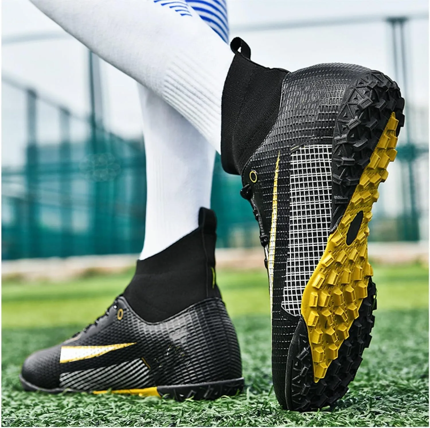 Kids Soccer Cleats,Unisex Football Shoes Outdoor,High-Top Boys Girls Athletic Soccer Shoes