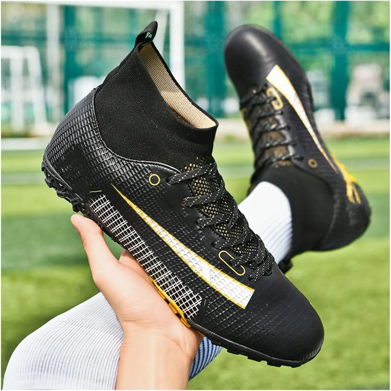 Kids Soccer Cleats,Unisex Football Shoes Outdoor,High-Top Boys Girls Athletic Soccer Shoes