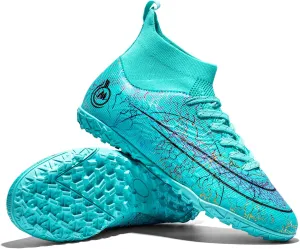 Kids Soccer Shoes Indoor Futsal Turf Youth Soccer Cleats Boys TF High-Top Football Boots for Training Outdoor Indoor