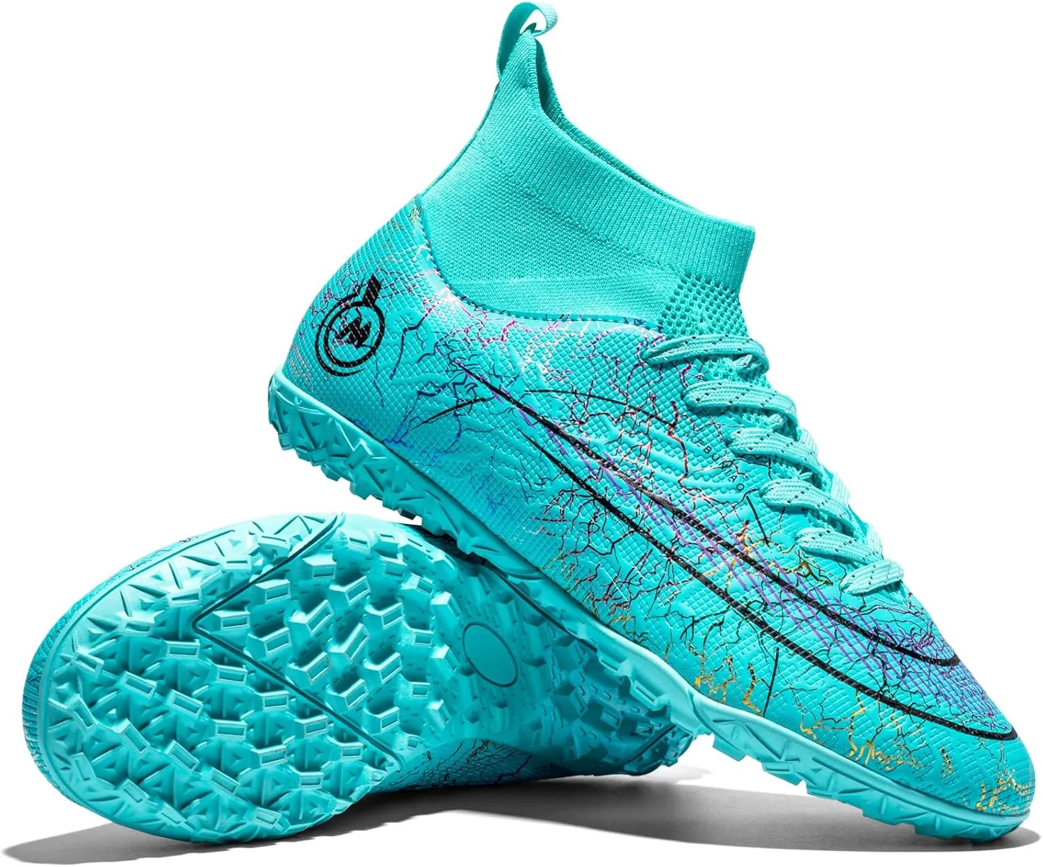 Kids Soccer Shoes Indoor Futsal Turf Youth Soccer Cleats Boys TF High-Top Football Boots for Training Outdoor Indoor