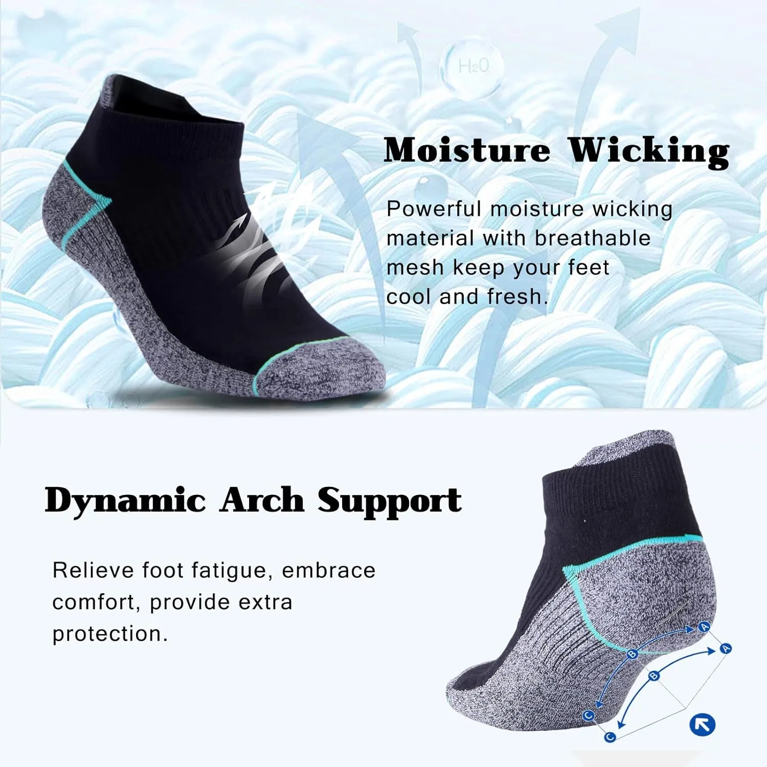 Kodal Copper Ankle Athletic Running Socks Moisture Wicking Odor Control for Sweaty Feet