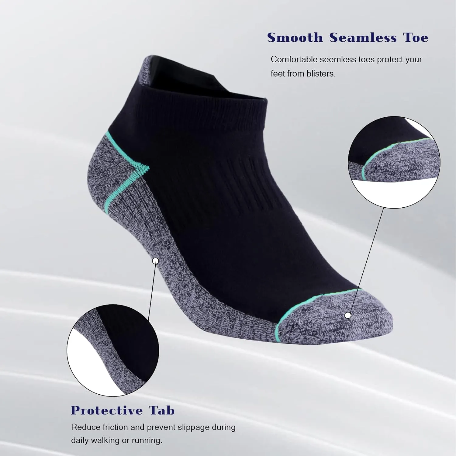 Kodal Copper Ankle Athletic Running Socks Moisture Wicking Odor Control for Sweaty Feet