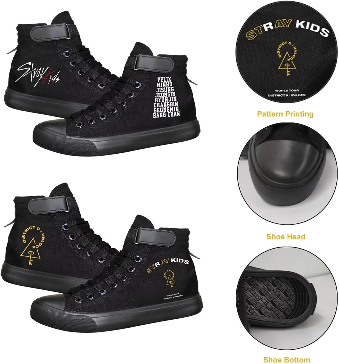 KPOP Stray Kids Merch Shoes Sneakers Bang Chan Lee Know ChangBin Han I.N Felix HyunJin Seungmin Hiphop High-Top Canvas Shoes