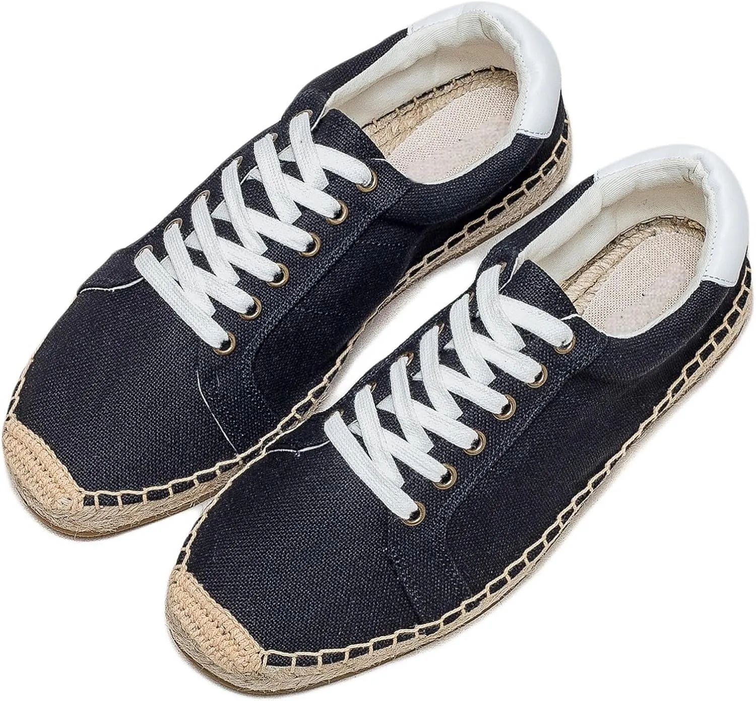 Lace-up Espadrilles for Men, Mens Sneakers Casual Comfy Linen Vegan Canvas Shoes Men's Flat Shoes for Summer,Spring,Autumn Any Scenario