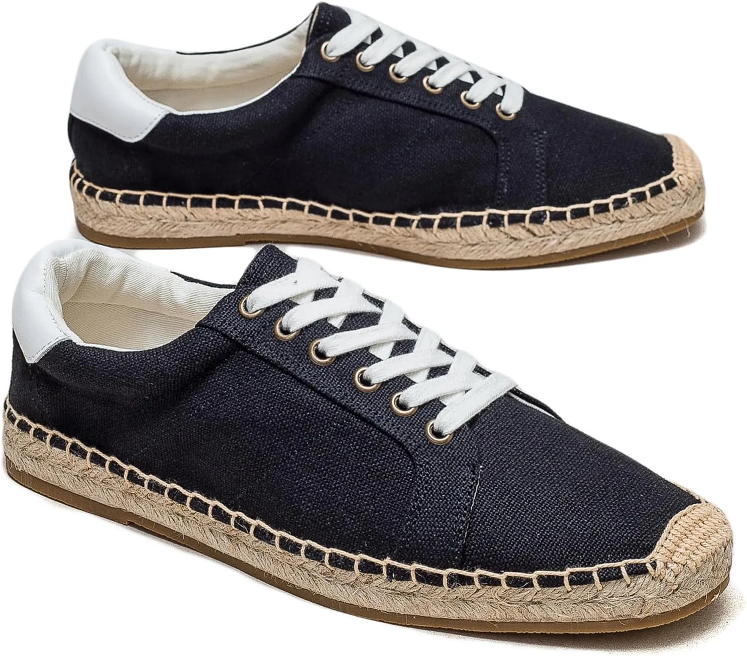 Lace-up Espadrilles for Men, Mens Sneakers Casual Comfy Linen Vegan Canvas Shoes Men's Flat Shoes for Summer,Spring,Autumn Any Scenario
