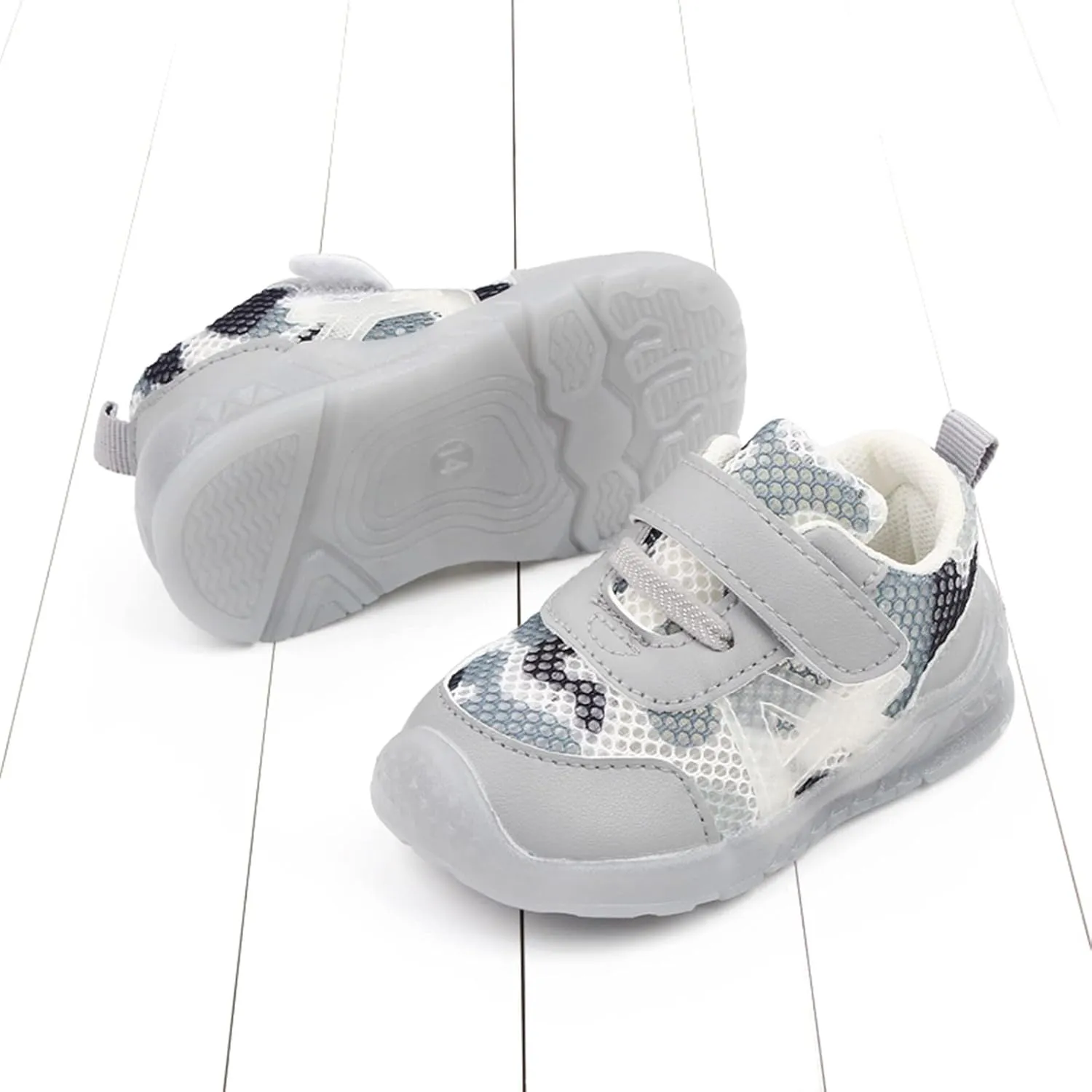 Light up Toddler Shoes Boys and Girls Children Breathable Hook Loop Non Slip Soft Size 5 Toddler Boy Sneakers