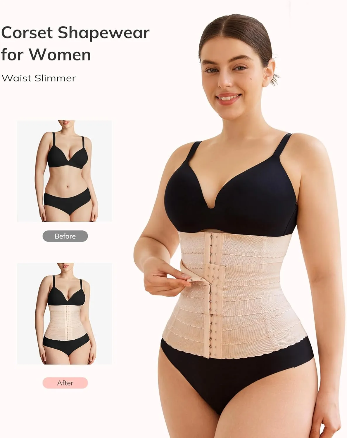 LODAY Segmented Waist Trainer for Women Corset Shapewear Waist Cincher Tummy Control Body Shaper