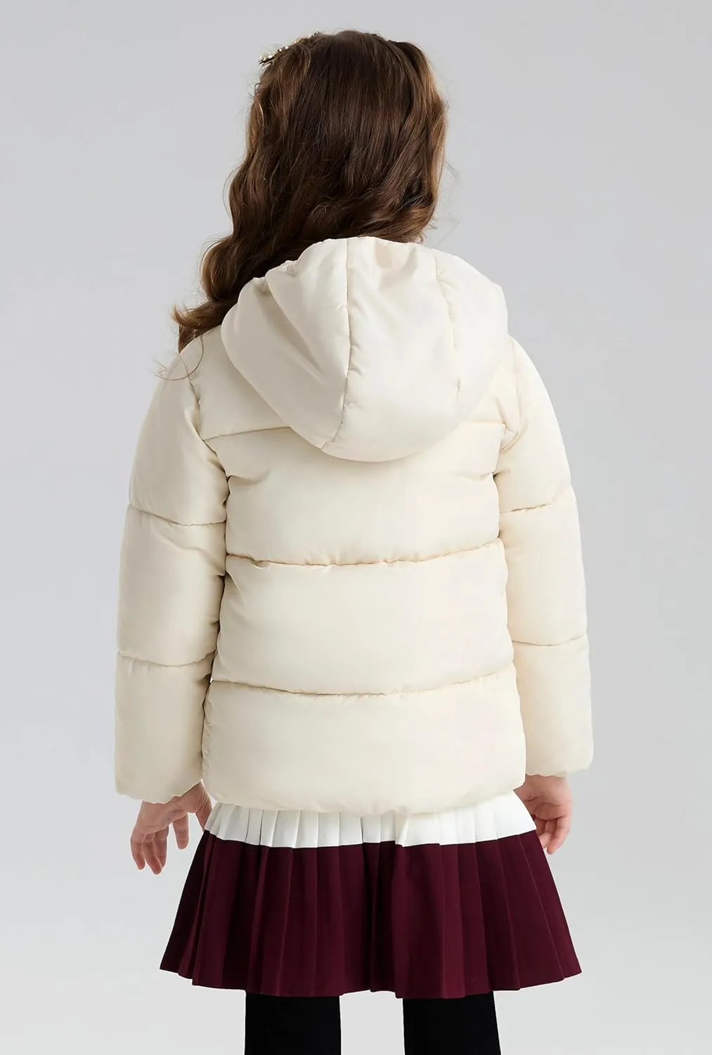maoo garden Toddler Girls Puffer Winter Jacket 3-7 Years Little Girls Faux-Down Fleece Lined Water-Resistant Coat