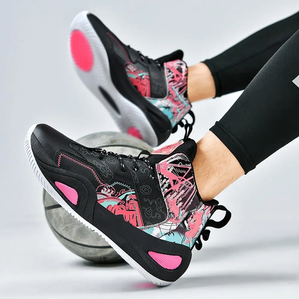 MAUGELY Leather Basketball Shoes Women's Men's Versatile Breathable Sports Running Shoes Student Practical Training Competition Sneakers