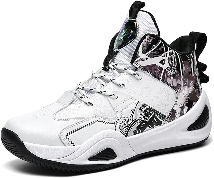 MAUGELY Leather Basketball Shoes Women's Men's Versatile Breathable Sports Running Shoes Student Practical Training Competition Sneakers