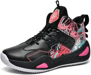 MAUGELY Leather Basketball Shoes Women's Men's Versatile Breathable Sports Running Shoes Student Practical Training Competition Sneakers
