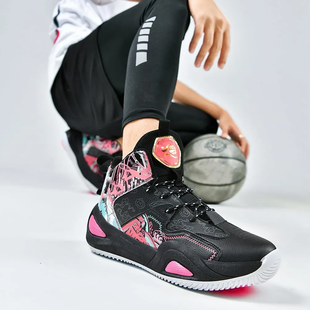 MAUGELY Leather Basketball Shoes Women's Men's Versatile Breathable Sports Running Shoes Student Practical Training Competition Sneakers
