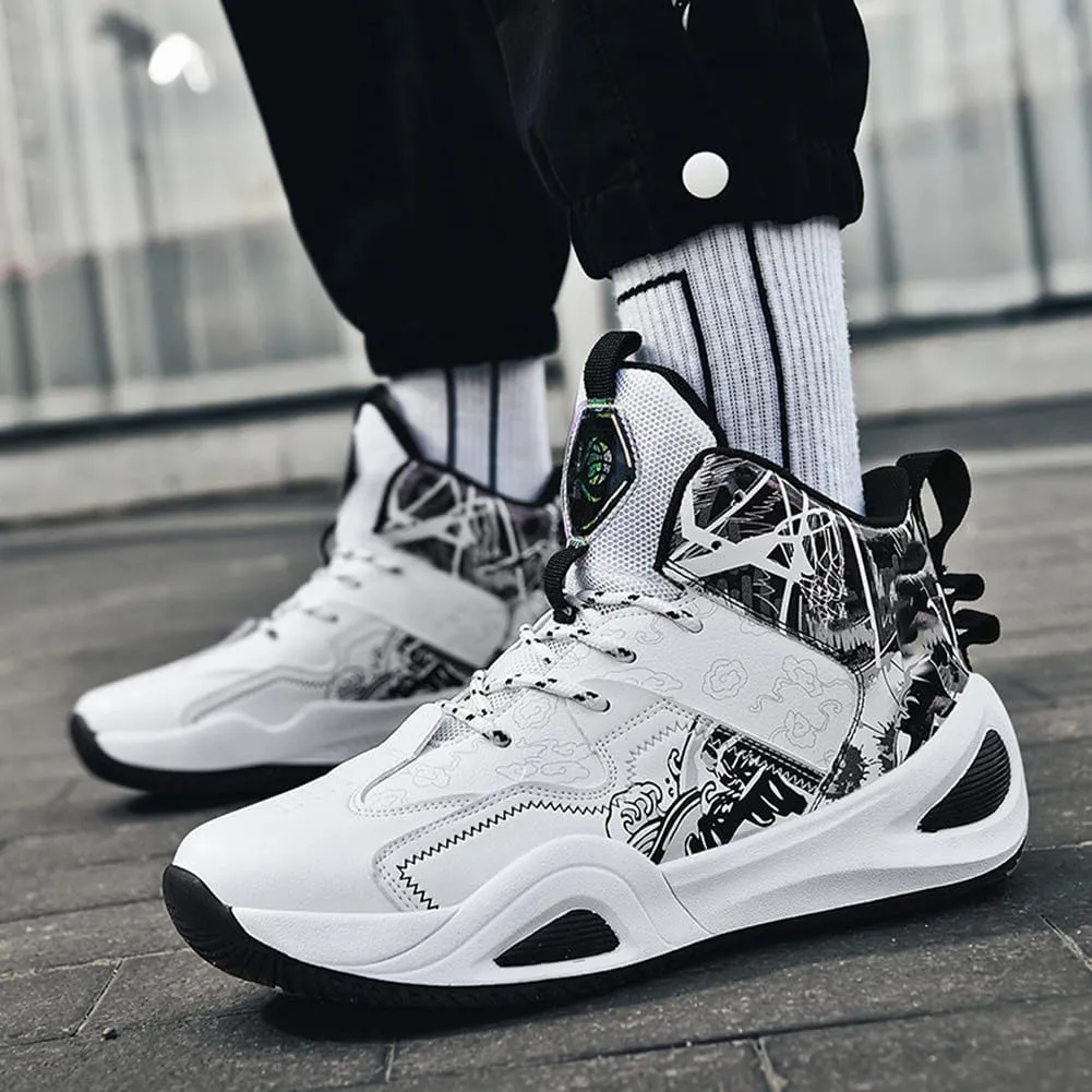 MAUGELY Leather Basketball Shoes Women's Men's Versatile Breathable Sports Running Shoes Student Practical Training Competition Sneakers