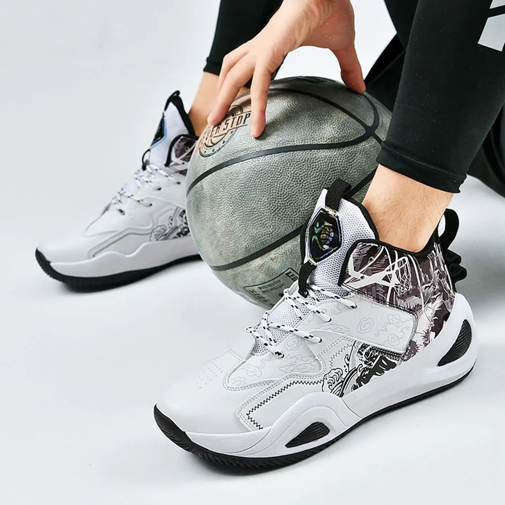 MAUGELY Leather Basketball Shoes Women's Men's Versatile Breathable Sports Running Shoes Student Practical Training Competition Sneakers