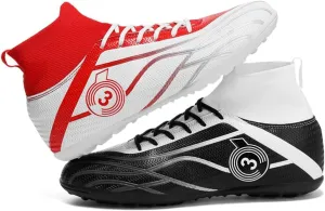 Maylrvjv Men's High Top Soccer Cleats Boys Football Boots Breathble Shock Absorbing Multi-Ground Competition Training Futsal Sneakers