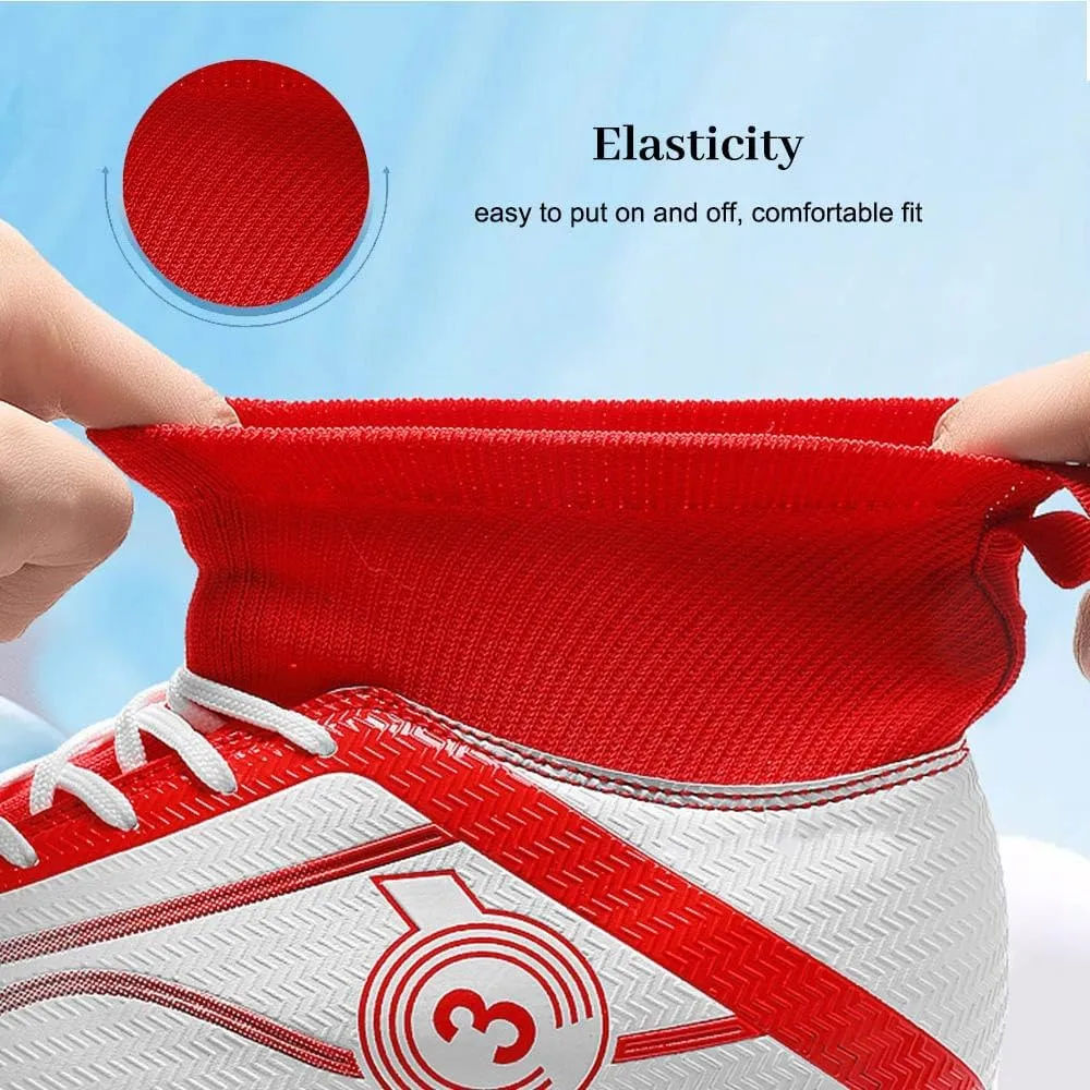 Maylrvjv Men's High Top Soccer Cleats Boys Football Boots Breathble Shock Absorbing Multi-Ground Competition Training Futsal Sneakers