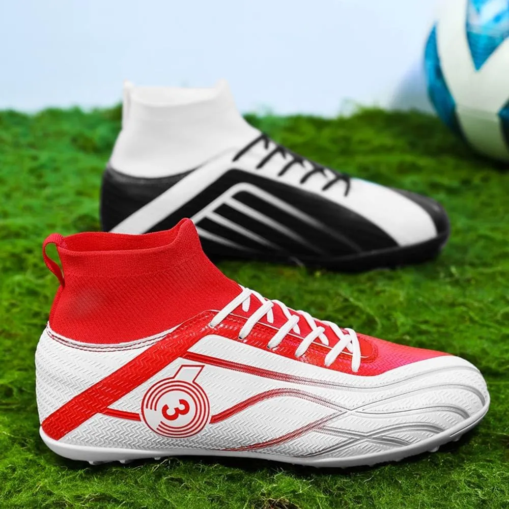 Maylrvjv Men's High Top Soccer Cleats Boys Football Boots Breathble Shock Absorbing Multi-Ground Competition Training Futsal Sneakers