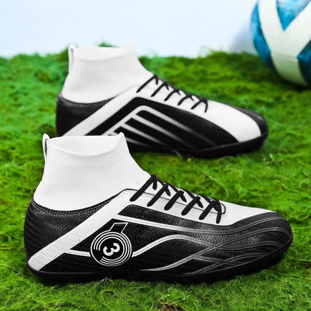 Maylrvjv Men's High Top Soccer Cleats Boys Football Boots Breathble Shock Absorbing Multi-Ground Competition Training Futsal Sneakers