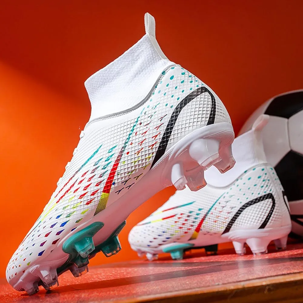 Maylrvjv Men's High-Top Soccer Shoes Anti-Slip Wear-Resistant Football Boots Spikes Athletic Shoes