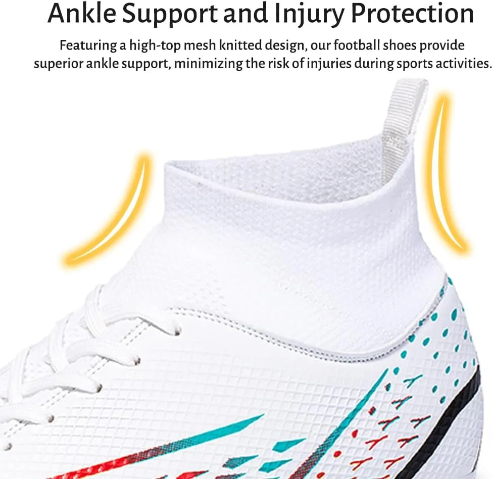 Maylrvjv Men's High-Top Soccer Shoes Anti-Slip Wear-Resistant Football Boots Spikes Athletic Shoes