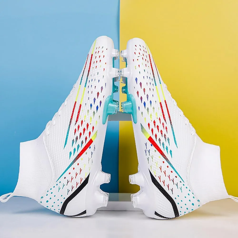 Maylrvjv Men's High-Top Soccer Shoes Anti-Slip Wear-Resistant Football Boots Spikes Athletic Shoes