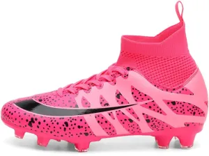 Maylrvjv Men's High-Top Soccer Shoes Big Kids Football Boots Breathable Lightweight Outdoor Indoor Professional Training Sneakers