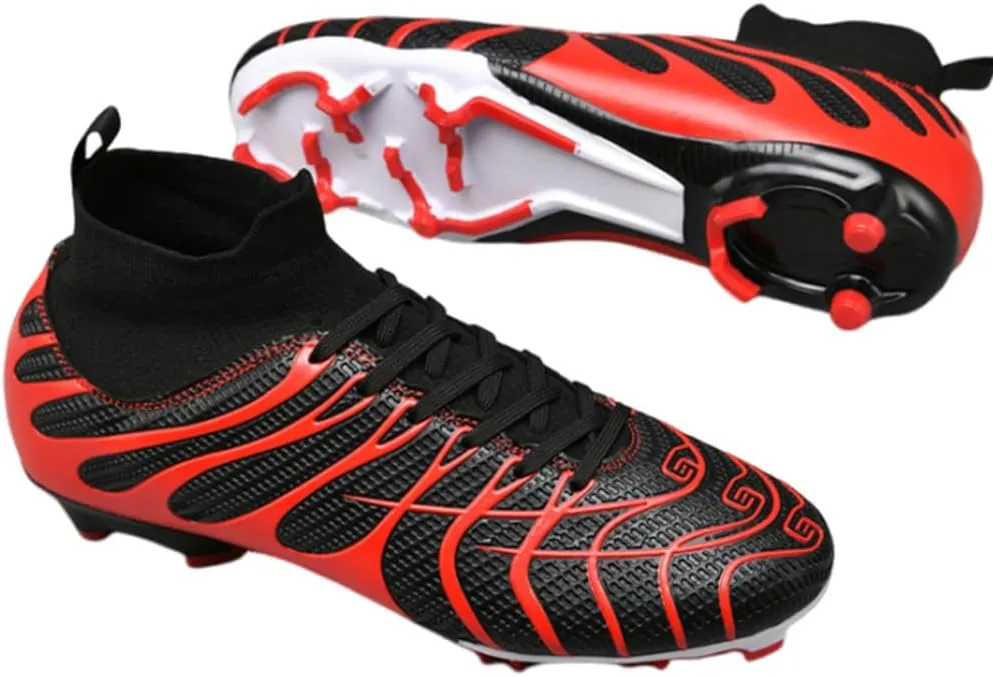 Maylrvjv Men's Soccer Cleats Football Shoes- Lightweight Breathable Durable High Top Futsal Boots for Outdoor Indoor Competition Training