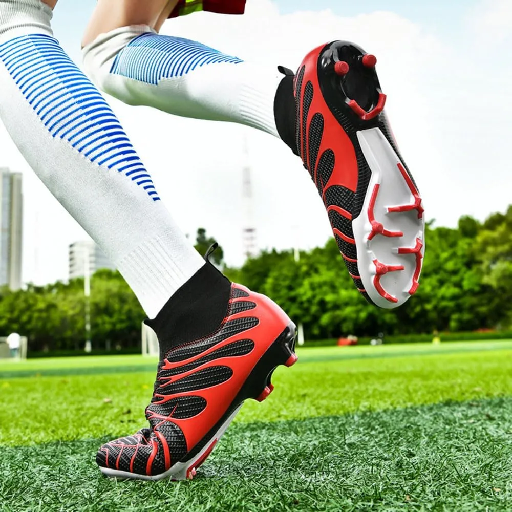 Maylrvjv Men's Soccer Cleats Football Shoes- Lightweight Breathable Durable High Top Futsal Boots for Outdoor Indoor Competition Training